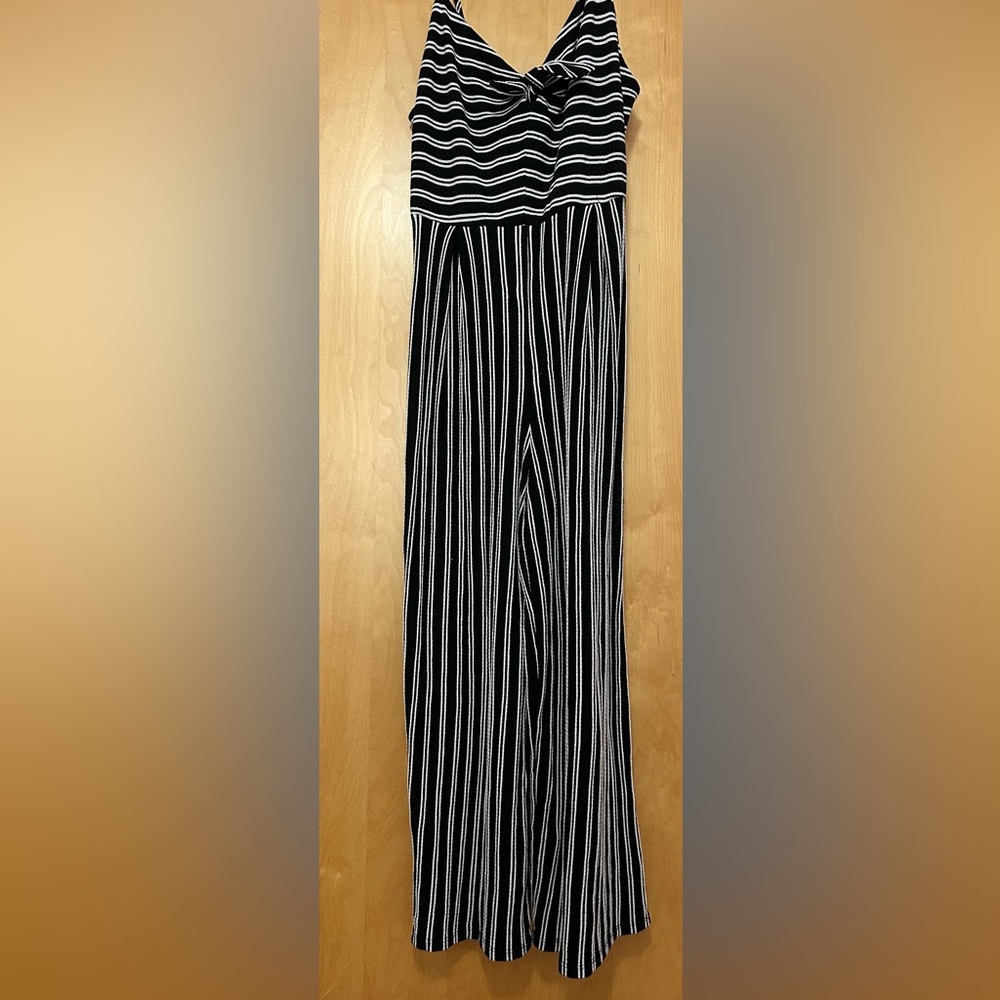 Xhilaration Black and White Striped Romper
